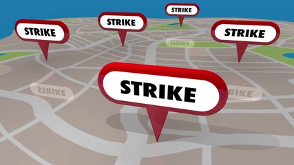  Strike Worker Walkout Protest Boycott Map Pins 3d Animation