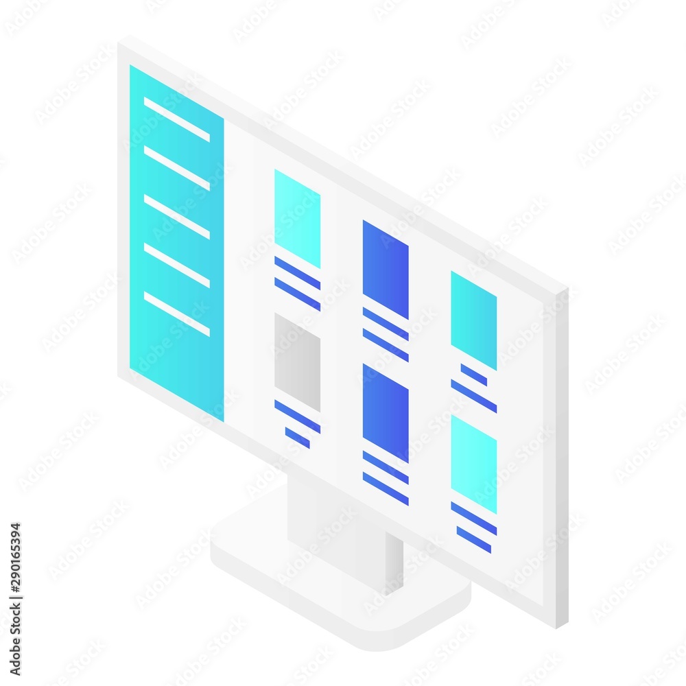 Poster computer monitor icon. isometric of computer monitor vector icon for web design isolated on white ba