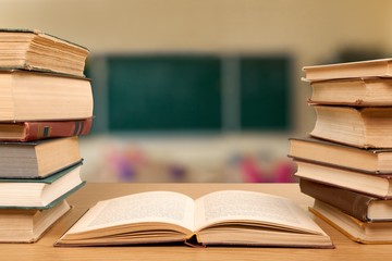 Old books on dark  background