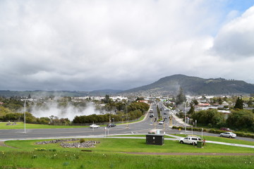 Fototapeta na wymiar Highway in Rotorua, North Island, New Zealand