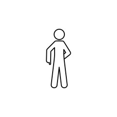 Man down, show icon. Element of man pointing finger thin line icon