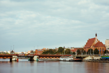 Obraz premium Szczecin – Panorama view with Odra river. Szczecin historical city with architectural layout similar to Paris