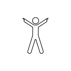 Man happy, finger icon. Element of man pointing finger thin line icon