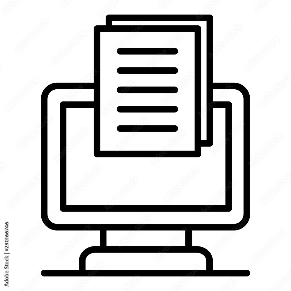 Poster monitor and document icon. outline monitor and document vector icon for web design isolated on white
