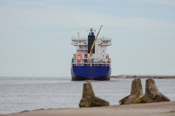 Transport vessels depart from the port to the open Baltic Sea