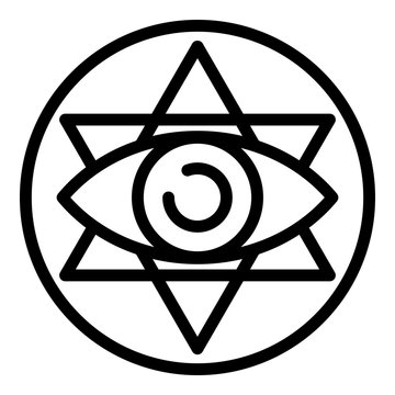 Eye alchemy emblem icon. Outline eye alchemy emblem vector icon for web design isolated on white background
