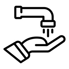 Water tap hand icon. Outline water tap hand vector icon for web design isolated on white background