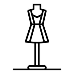 Short dress on a mannequin icon. Outline short dress on a mannequin vector icon for web design isolated on white background