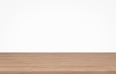 Empty top wooden table on white background, Empty ready for your product display or montage, 3D rendering