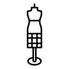 Mannequin for a long dress icon. Outline mannequin for a long dress vector icon for web design isolated on white background