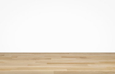 Empty top wooden table on white background, Empty ready for your product display or montage, 3D rendering