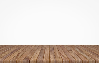 Empty top wooden table on white background, Empty ready for your product display or montage, 3D rendering