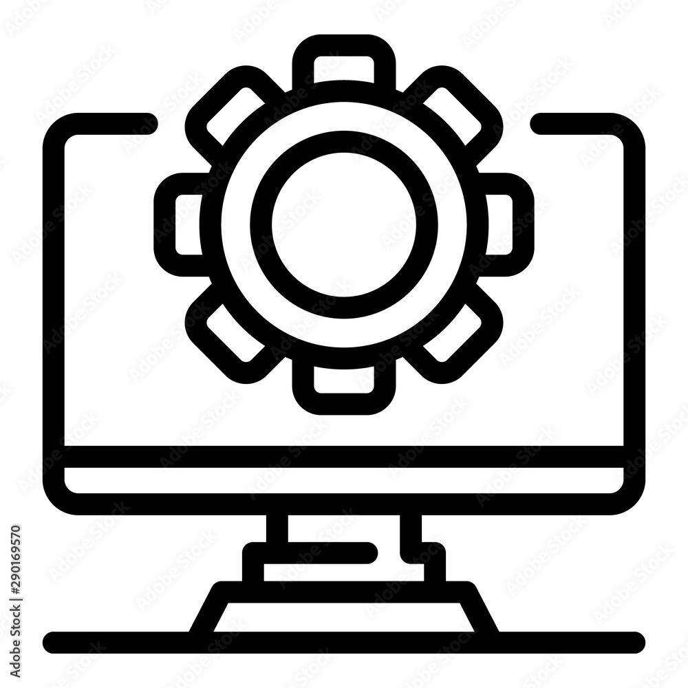 Poster computer update icon. outline computer update vector icon for web design isolated on white backgroun