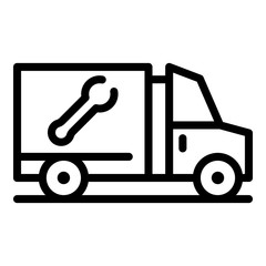 Wrench delivery truck icon. Outline wrench delivery truck vector icon for web design isolated on white background