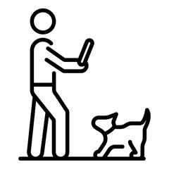 Dog waiting wood stick icon. Outline dog waiting wood stick vector icon for web design isolated on white background