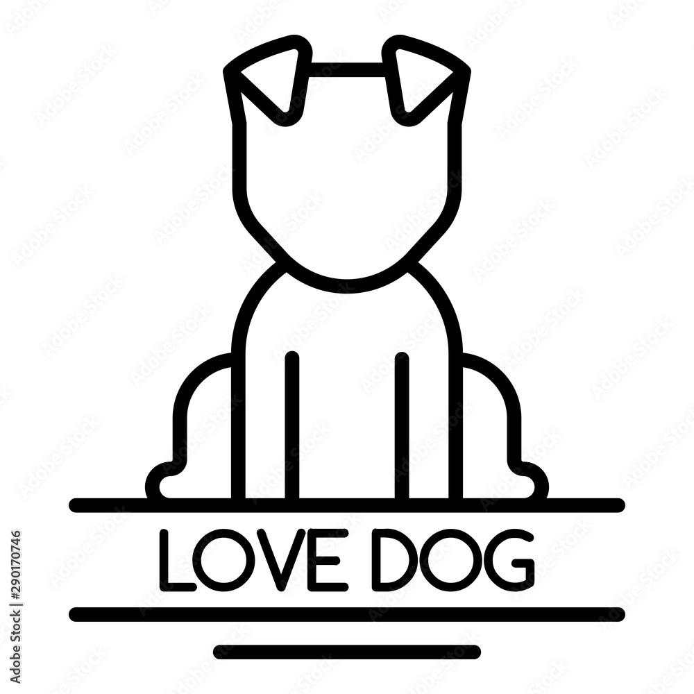 Wall mural Love dog logo. Outline love dog vector logo for web design isolated on white background - Wall murals