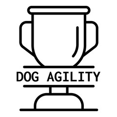 Dog agility cup logo. Outline dog agility cup vector logo for web design isolated on white background