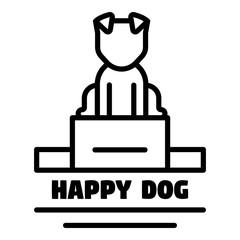 Happy dog logo. Outline happy dog vector logo for web design isolated on white background