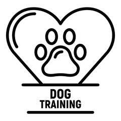 Dog paw in the heart logo. Outline dog paw in the heart vector logo for web design isolated on white background