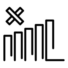 No mobile network icon. Outline no mobile network vector icon for web design isolated on white background