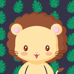 Cute animals and tropical leaves design vector illustration