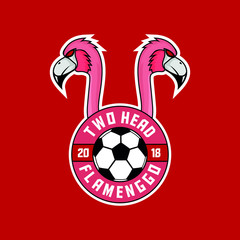 Flamengo football logo. two head flamingo badge logo
