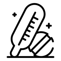 Thermometer and pill icon. Outline thermometer and pill vector icon for web design isolated on white background