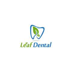 dental and leaf combination logo vector icon ilustration
