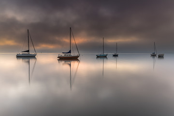 Misty Morning Sunrise Waterscape
