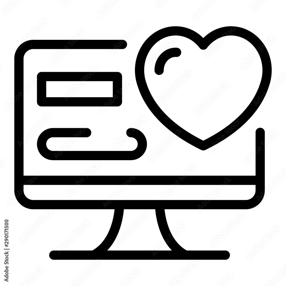 Poster computer and heart icon. outline computer and heart vector icon for web design isolated on white bac