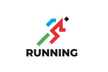Running Man abstract Delivery Sport Logo design vector template