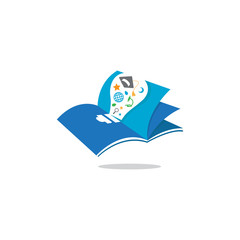 smart book Science logo vector icon ilustration 