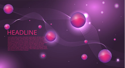 Purple blue wavy simple futuristic shiny background decoration, with primitives,