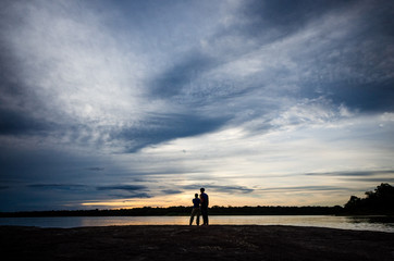 Fototapeta premium Atardecer en el Rio Inirida Guainia-Colombia