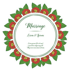 Wedding card or invitation marriage with abstract green leafy flower frame background. Vector