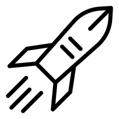 Rocket in flight icon. Outline rocket in flight vector icon for web design isolated on white background