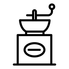 Manual coffee grinder icon. Outline manual coffee grinder vector icon for web design isolated on white background