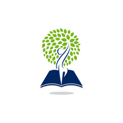 success book and leaves logo vector icon ilustration