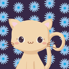 Cute animals and tropical leaves design vector illustration