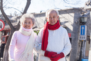 Senior couple portrait in holiday attire