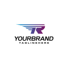 Modern Fast letter R vector logo with speed or moving element. Suitable for motion, sport, delivery business.