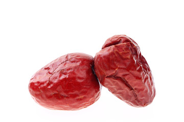 Red on a white background