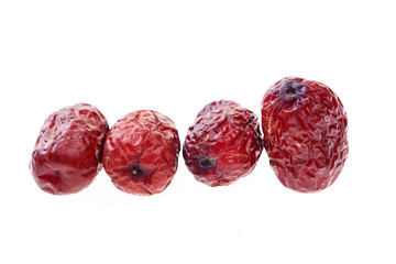 Red on a white background