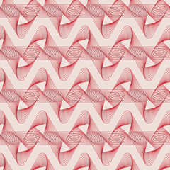 Seamless pattern with red line illusion on pink background. Vector illustration