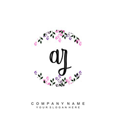 letter AY surrounded by beautiful and elegant flowers and leaves. Wedding monogram logo template. Fashion Logo template Vectors,