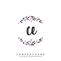 letter CE surrounded by beautiful and elegant flowers and leaves. Wedding monogram logo template. Fashion Logo template Vectors,