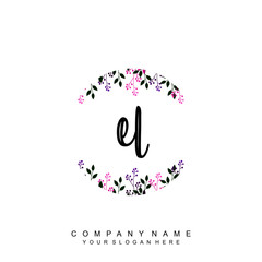 letter EL surrounded by beautiful and elegant flowers and leaves. Wedding monogram logo template. Fashion Logo template Vectors,