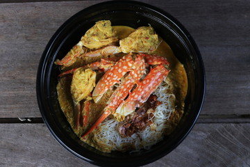 Crab curry noodles, Southern Thai food
