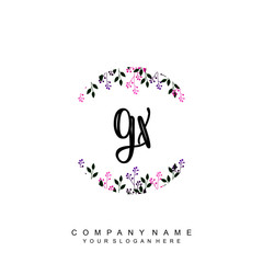 letter GX surrounded by beautiful and elegant flowers and leaves. Wedding monogram logo template. Fashion Logo template Vectors,
