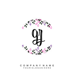 letter GZ surrounded by beautiful and elegant flowers and leaves. Wedding monogram logo template. Fashion Logo template Vectors,